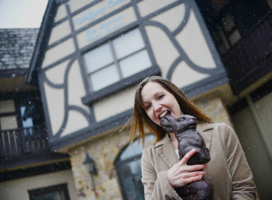 Fiona Lucia of York gets her game face on. Lucia is one of four contestants competing in the Chocolate Bunny Challenge Saturday.